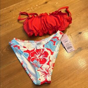 Wild Fable Red and Blue Floral Bikini